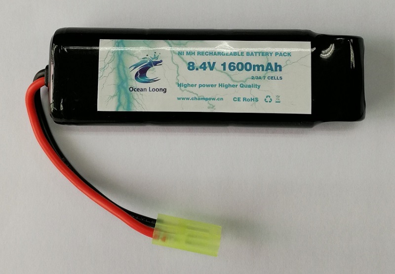 8.4V 1600mAh Ocean Loong NiMH Flat Battery Pack with Mini Tamiya Female Connector Assembled with 16G Wire